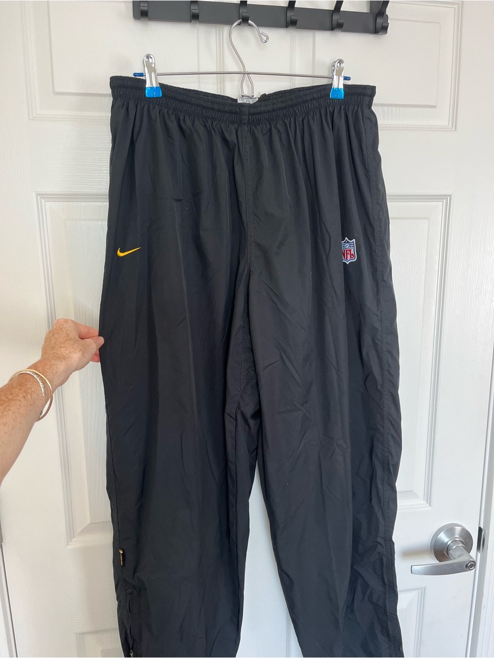 Nike Men’s Black Jogger Windbreaker Pants with Yellow Swoosh
